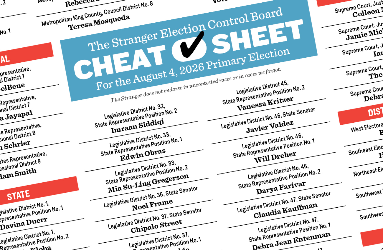 The Stranger Election Control Board 2026 General Election Cheat Sheet
